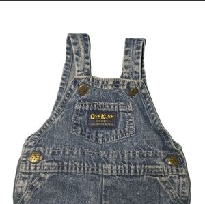 Vintage Oshkosh B'Gosh Kids Denim Footed Overalls Acid Wash 6-9 Months 90s USA